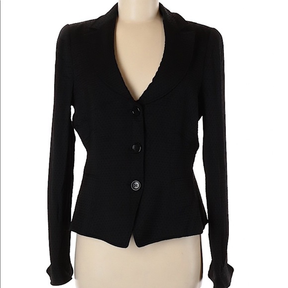 Armani Collezioni Jackets & Blazers - Armani Collezioni Black Wool Blend Blazer Jacket